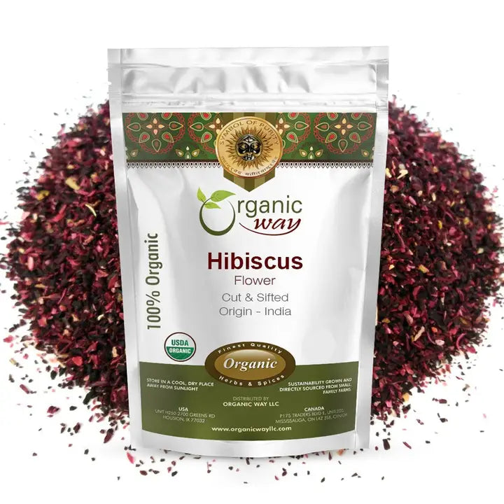 Dried Hibiscus Flower Cut & Sifted (Hibiscus rosa-sinensis) | Herbal Tea | Kosher Certified | Raw, Vegan, Non GMO & Gluten Free | USDA Certified | Origin - India image 0